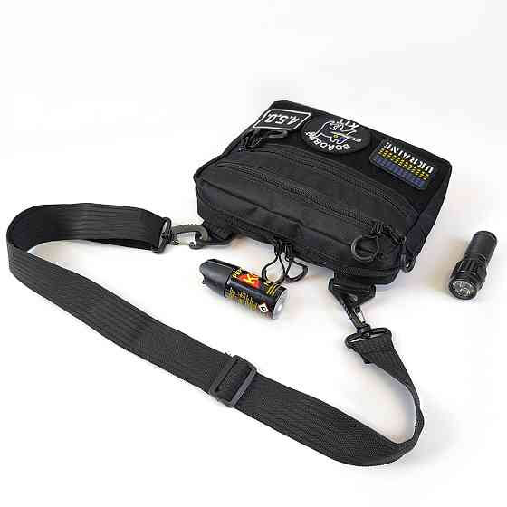 Тактична сумка для патчів Cordura 600D — 5 кишень, месенджер чорний з тканини KP-68 Львів