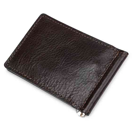 Мужской практичный зажим для денег GRANDE PELLE 11403 Темно-коричневый Киев