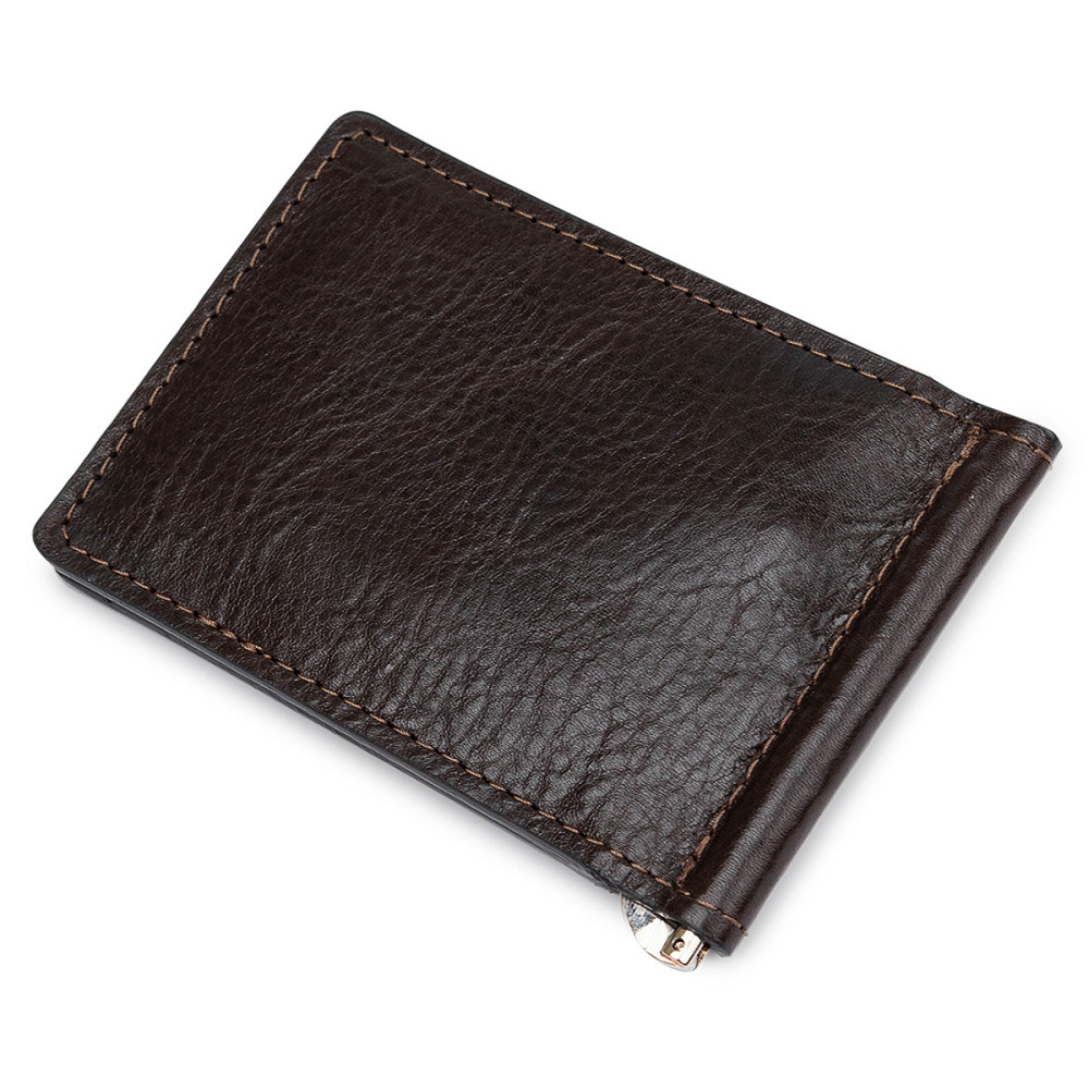 Чоловічий практичний затиск для грошей GRANDE PELLE 11403 Темно-коричневий Київ - фото 2