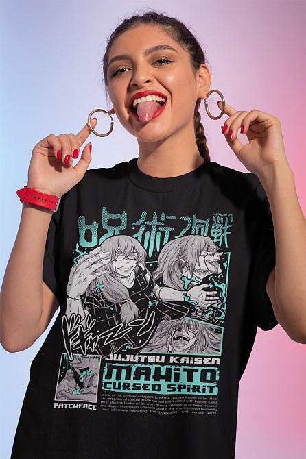 Футболка з аніме принтом Магічна битва оверсайз (S/M/L) Чорний AnimeJ0349 Дніпро - фото 3