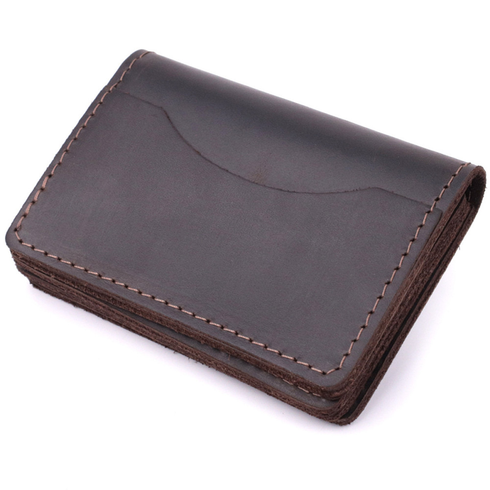 Стильная обложка на автодокументы в винтажной коже GRANDE PELLE 22873 Темно-коричневая Киев - изображение 2