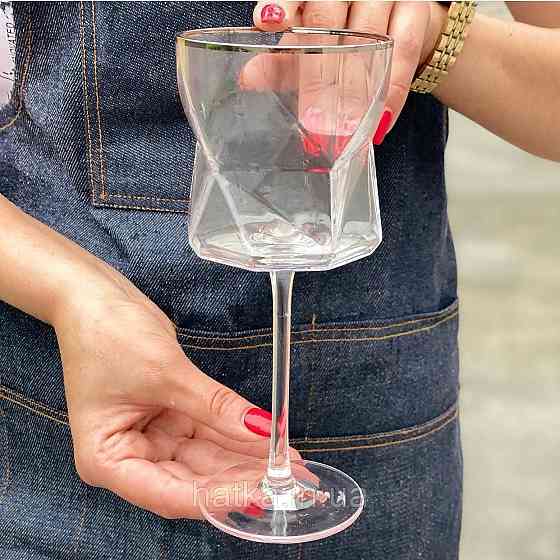 Келих "Прозора Геометрія" 350 мл OLGS1002 прозорий скло незвичайна форма Київ