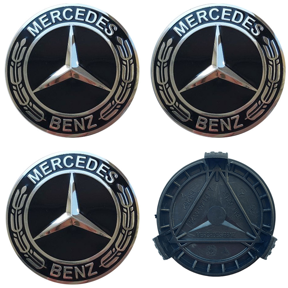 Ковпачки (заглушки) на диски (3 лапки) Mercedes-Benz 75/70мм чорний 4шт Киев - изображение 1