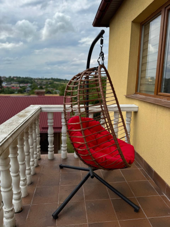 Підвісне садове крісло гойдалка (кокон / гніздо) SAN VITO з м'якою червоною подушкою, Коричневий Київ