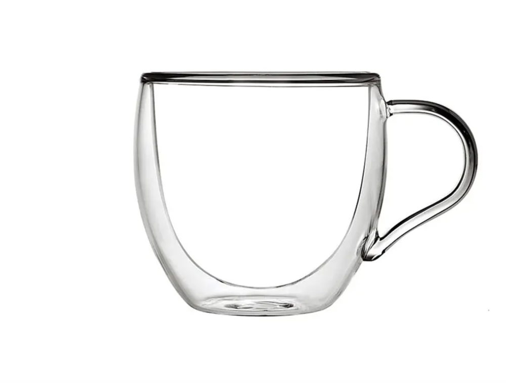 Чашка з подвійними стінками та ручкою боросилікатне скло прозора 400 мл Вінниця - фото 2