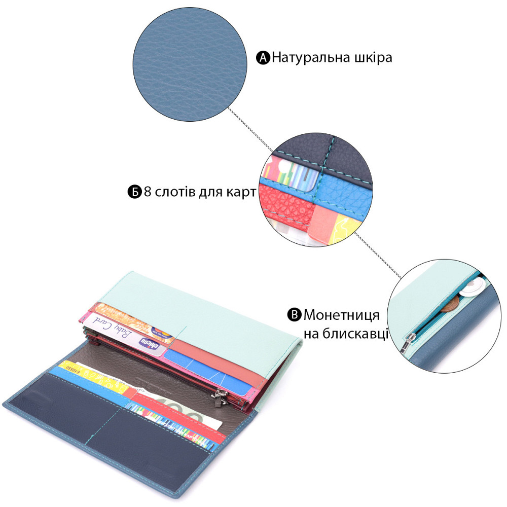 Интересный женский кошелек из натуральной кожи ST Leather 22525 Разноцветный Киев - изображение 5