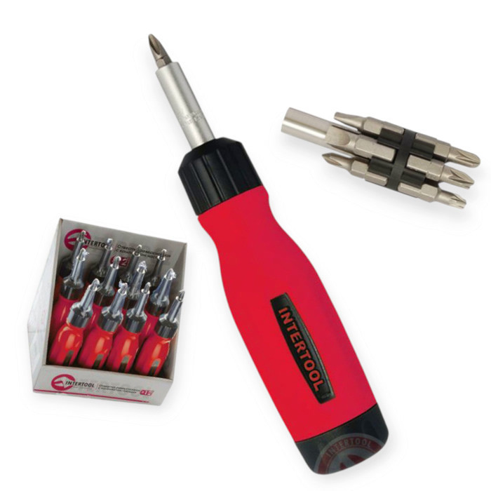 Викрутка з бітами 12 шт CrV тріскачкова (вакуумн. у-ка) Мукачево - фото 1