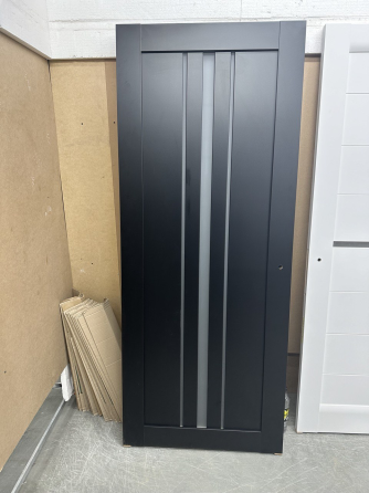 Двері екокошпон, Полотно, серія TETRA, Модель Т-03 (Сатин) Колір: Чорний матовий  (НОВИНКА) Київ