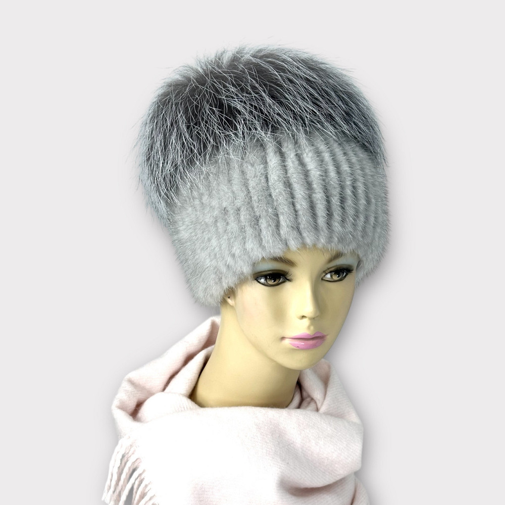 Норковая женская шапка кубанка Джесика Серый Харьков - изображение 2