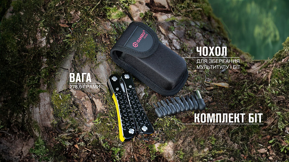 Мультитул Ganzo G106, (16.5 см) 22 функції, чорний + біти та чохол Киев - изображение 18