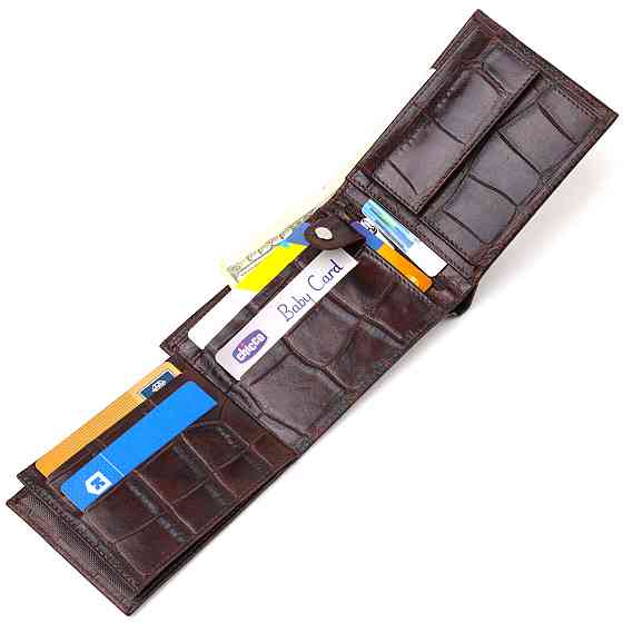 Модний горизонтальний чоловічий гаманець середнього розміру з натуральної шкіри з тисненням під крокодила CANPELLINI 21865 Київ