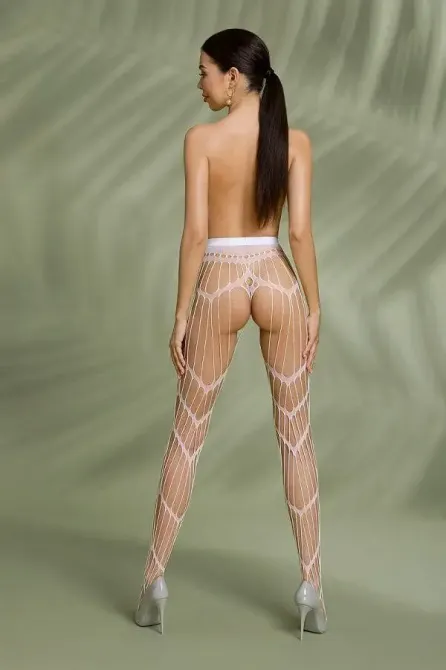 Еротичні колготки-бодістокінг Passion ECO S006 white Львів - фото 9