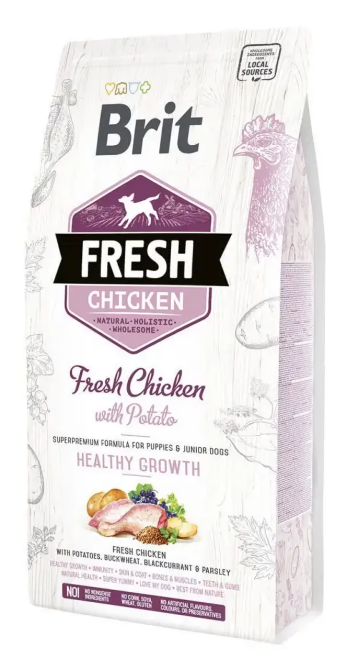 Сухий корм для цуценят і юніорів Бріт Brit Fresh Healthy Growth з куркою та картоплею, 12 кг Вінниця - фото 1