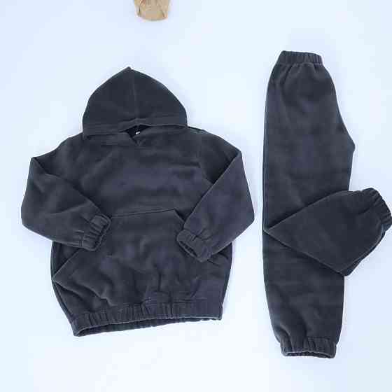 Детский теплый костюм из полар флиса (худи с капюшоном + штаны)Графит 140 Каменец-Подольский