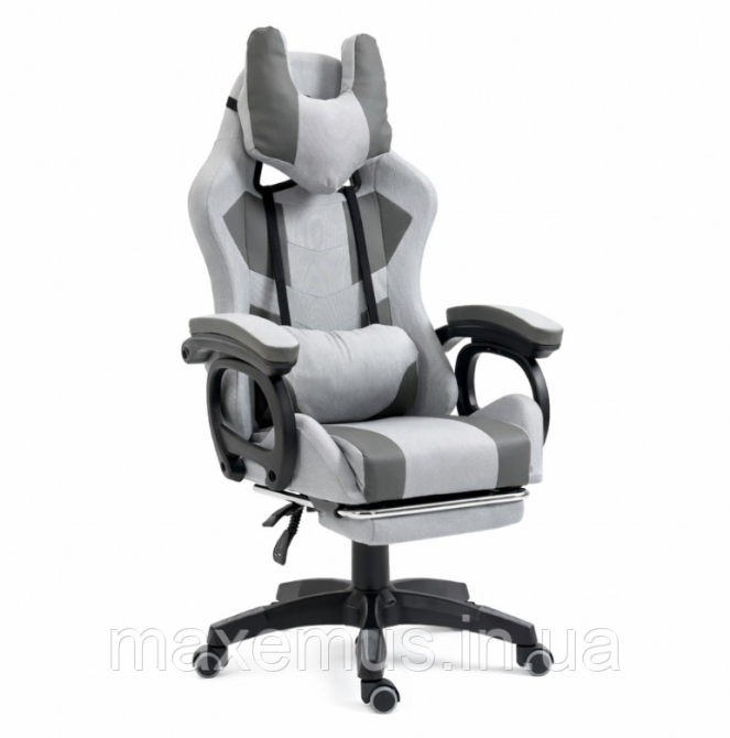 Кресло геймерское из ткани с подставкой для ног B 1 4 6 компьютерное кресло для геймера серое Мостиска - изображение 2