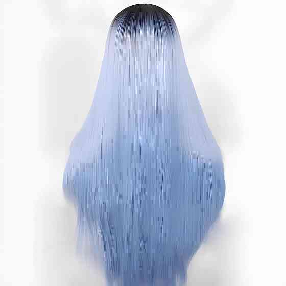Довга блакитна перука омбре RESTEQ 66 см, пряме волосся градієнт, перуки з високоякісних синтетичних волокон Київ