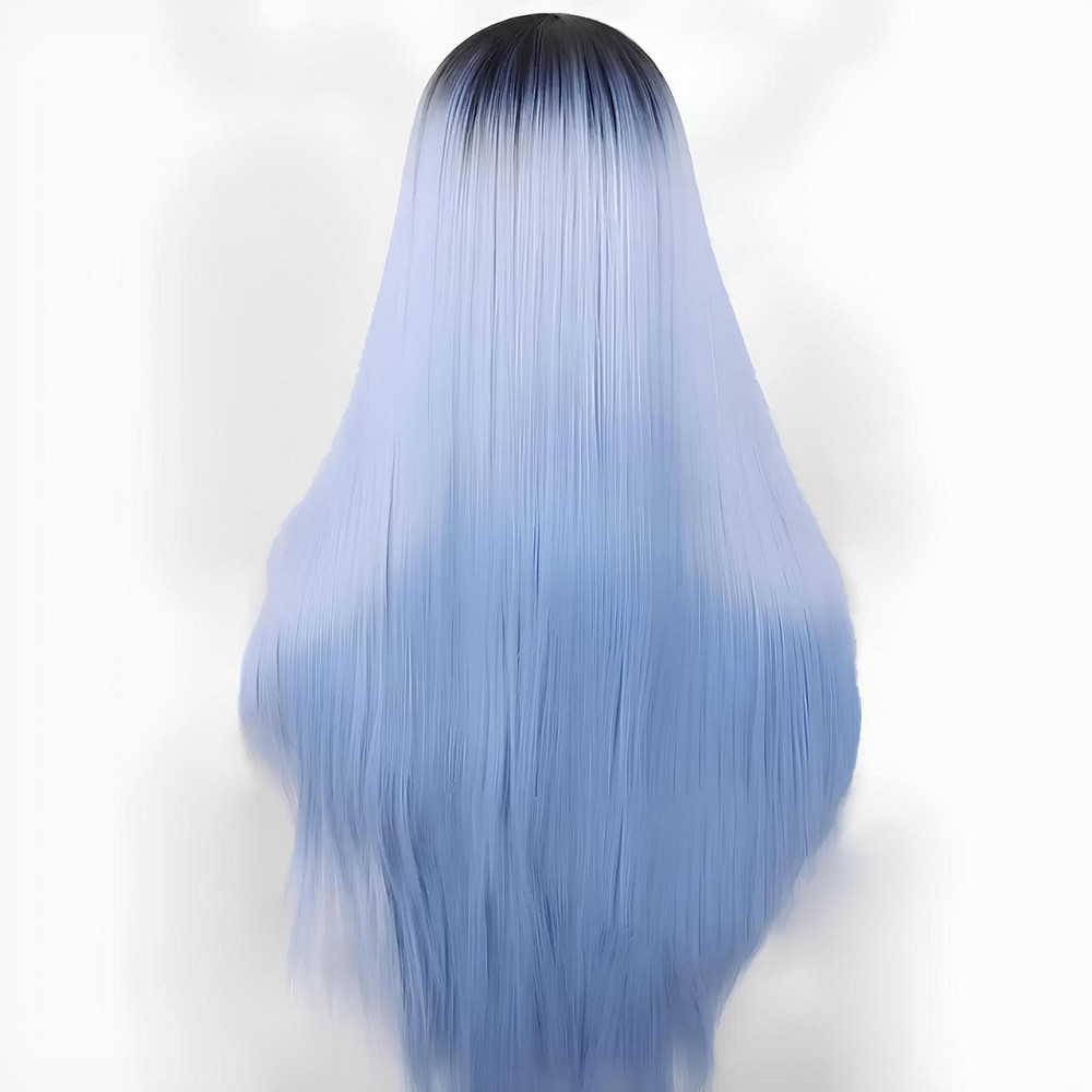 Довга блакитна перука омбре RESTEQ 66 см, пряме волосся градієнт, перуки з високоякісних синтетичних волокон Київ - фото 1