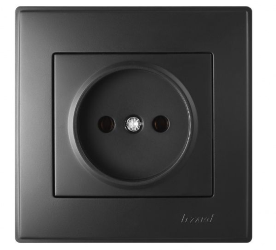 LESYA Розетка без заземления антрацит Lezard Харьков