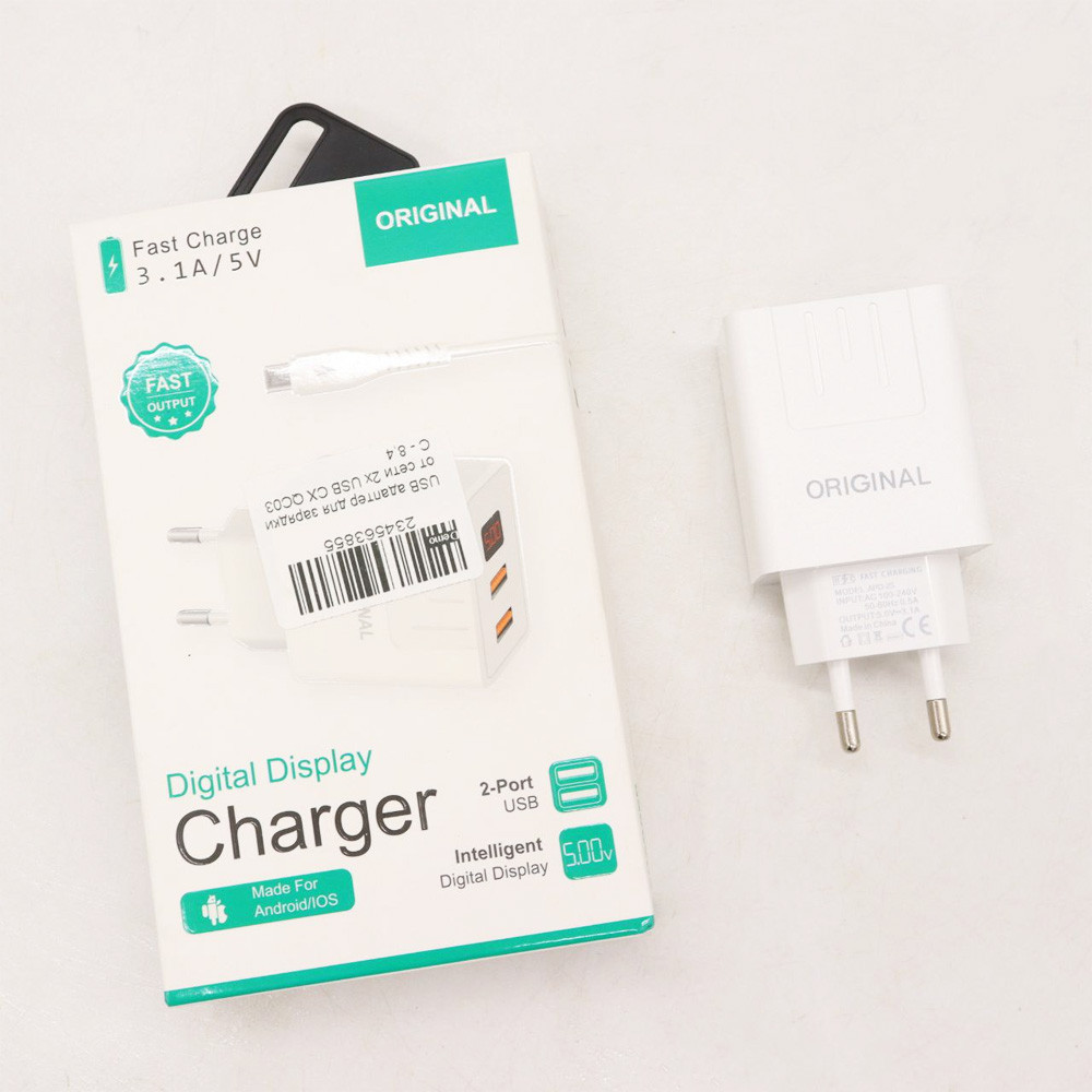 Зарядний пристрій з 2 USB та LED дисплеєм CX QC03 / Перехідник для заряджання телефон / Адаптер Київ - фото 9