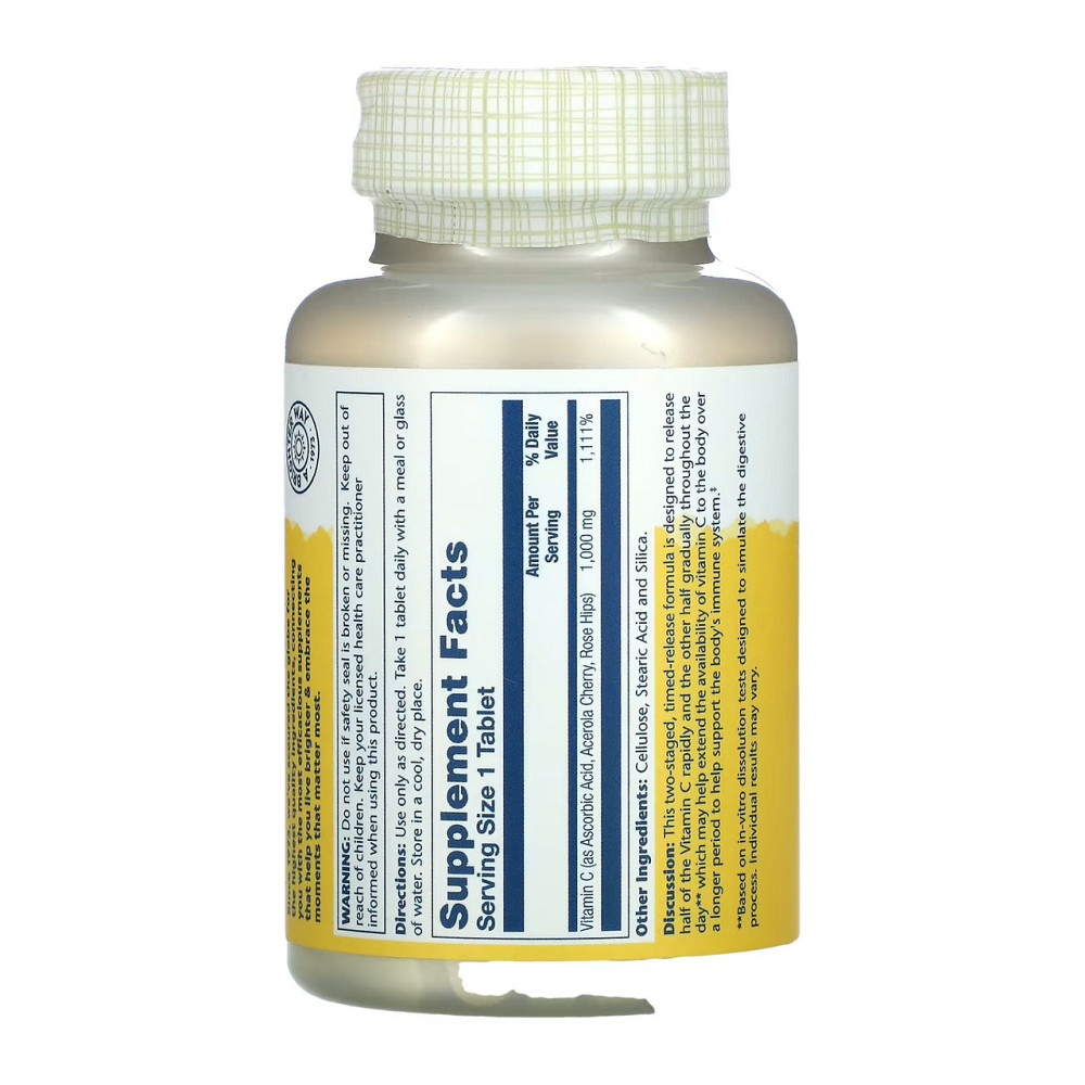 Витамин С Solaray Vitamin C with Rose Hips & Ace 1000mg 100 tabs Киев - изображение 2