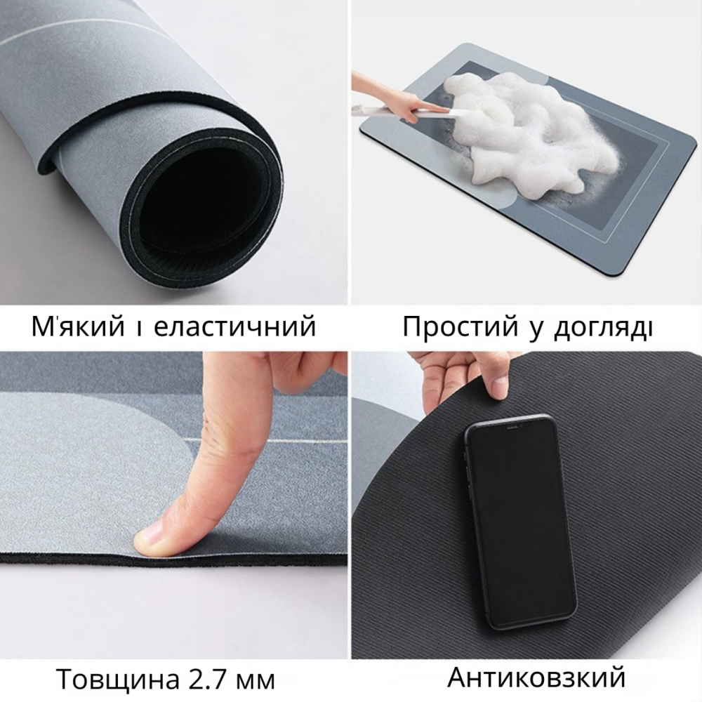 Коврик для душа и ванной комнаты мягкий диатомитовый быстросохнущий антискользящий для кухни, прихожей 50х80 см BF-014 Каменец-Подольский - изображение 5