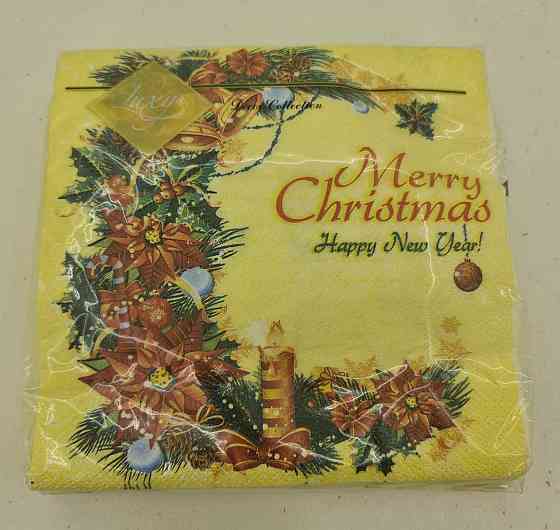 Новогодняя бумажная салфетка (ЗЗхЗЗ, 20шт) LuxyНГ Очаровующий веночек(1234) (1 пачка) Харьков