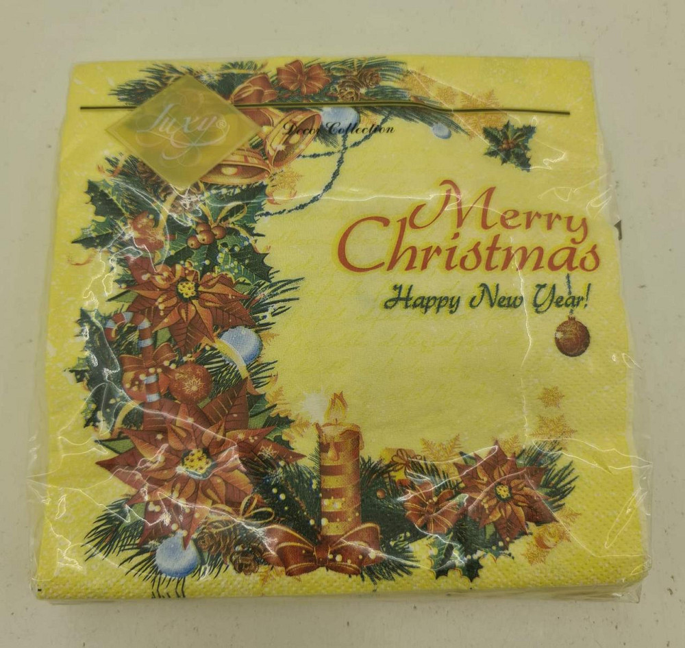 Новогодняя бумажная салфетка (ЗЗхЗЗ, 20шт) LuxyНГ Очаровующий веночек(1234) (1 пачка) Харьков - изображение 2