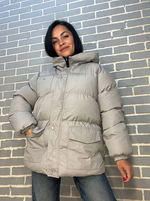 Куртка жіноча RUIXI 6093 парка пуффер з паском подовжена з капюшоном оверсайз, сірий, 46 Київ - фото 10