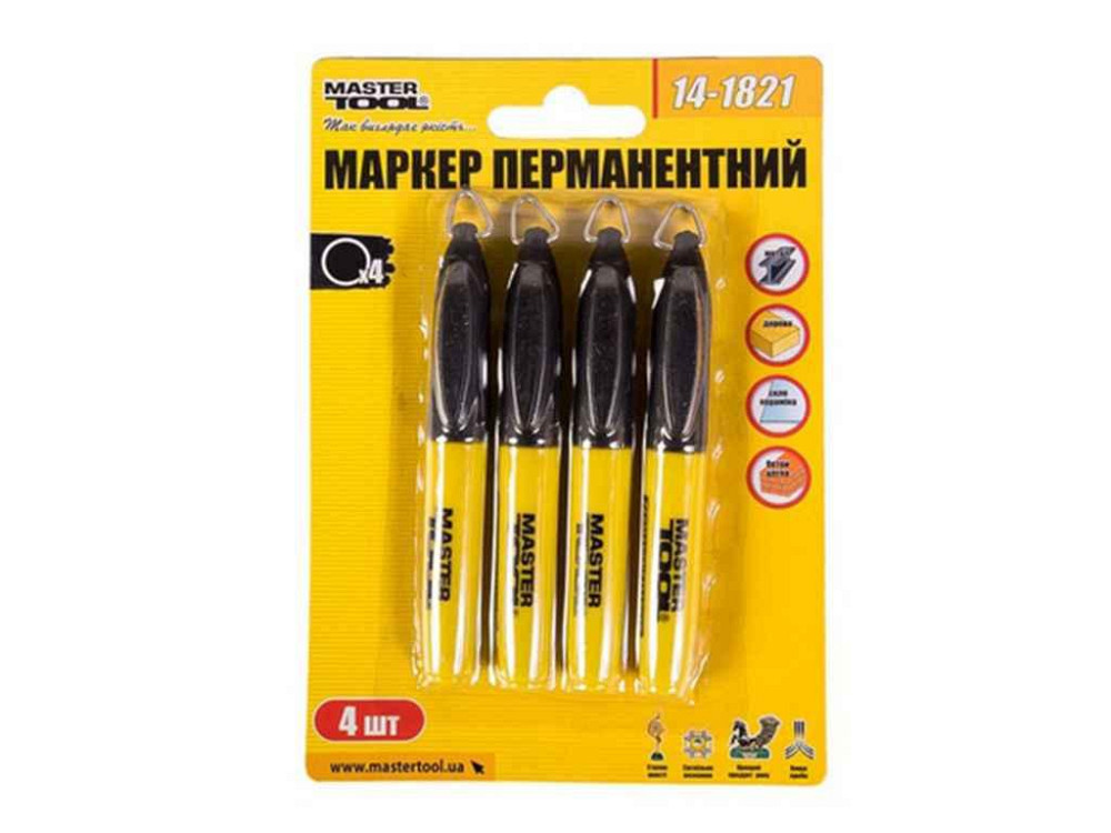 Маркер перманентний чорний (4шт.) 14-1821 ТМ MASTER TOOL Київ - фото 1
