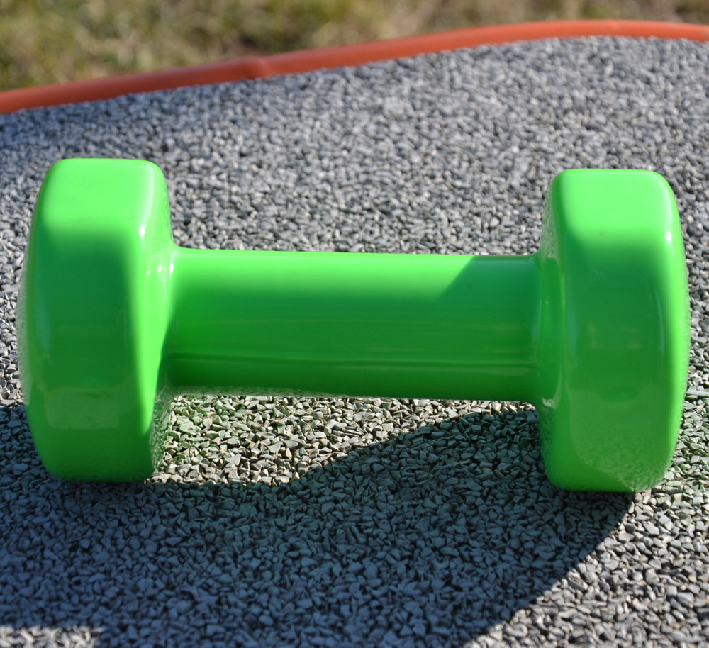 Гантель для занять фітнесом, аеробікою вінілова PowerPlay 4125 Achilles 3 кг, зелена 1 шт Київ - фото 9