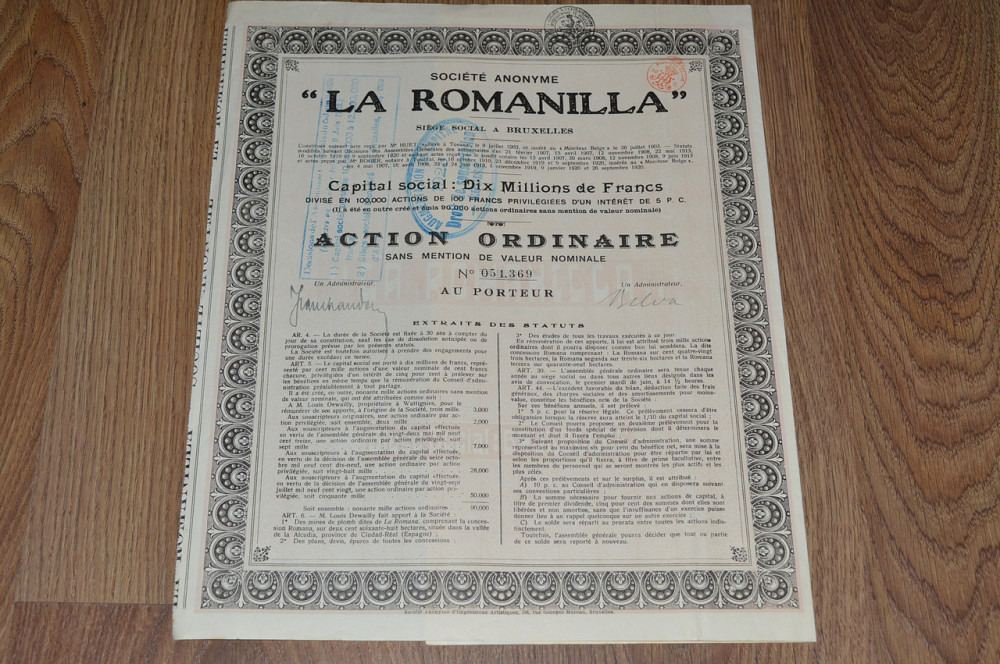Акція. La Romanilla. Румунія. 1923 рік №051,369 (68) Полтава - фото 1