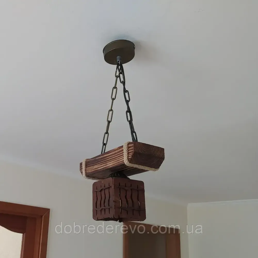 Люстра підвісна балка на 1 плафон в стилі кантрі Вижниця - фото 1