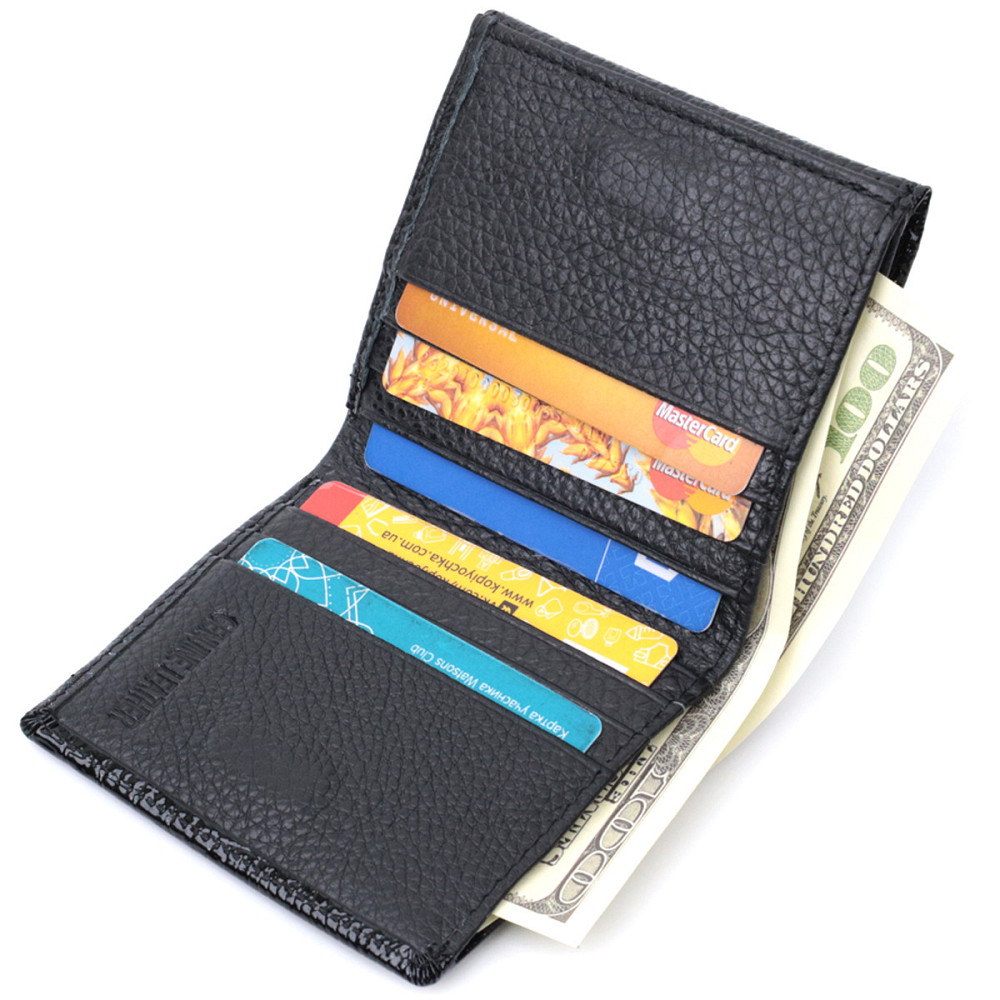 Женский компактный кошелек из натуральной лакированной кожи ST Leather 22688 Черный Киев - изображение 7