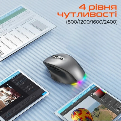 Мышка Meetion BTM007 Wireless/Bluetooth Gray (MT-BTM007-W) Винница - изображение 5