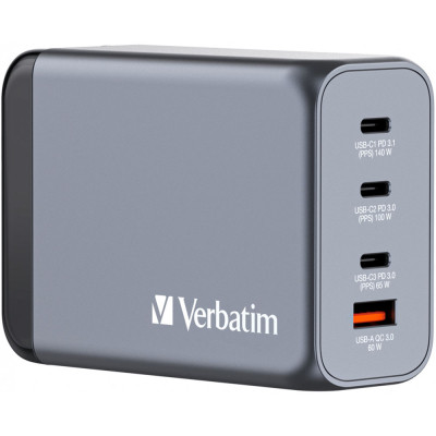 Зарядное устройство Verbatim GaN 240 W 4 ports (USB-C-140 W,USB-C-100 W,USB-C-65 W /USB-A -3.0) (32205) Винница - изображение 1