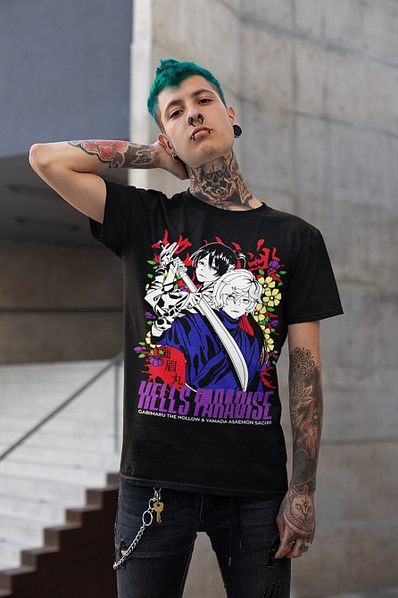 Футболка для хлопчика з аніме принтом Хелл С Парадісе Джігокураку оверсайз (зріст від 165 до 180) Чорний AnimeJ0144m Дніпро - фото 7