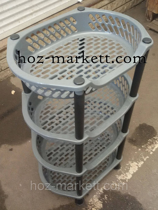 Полиця етажерка пластикова для ванної та кухні (сіра) Харків - фото 4