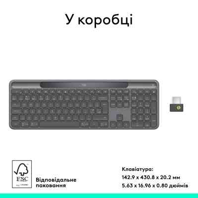 Клавіатура Logitech Slim Solar+ for Business Wireless/Bluetooth Graphite (920-013779) Вінниця