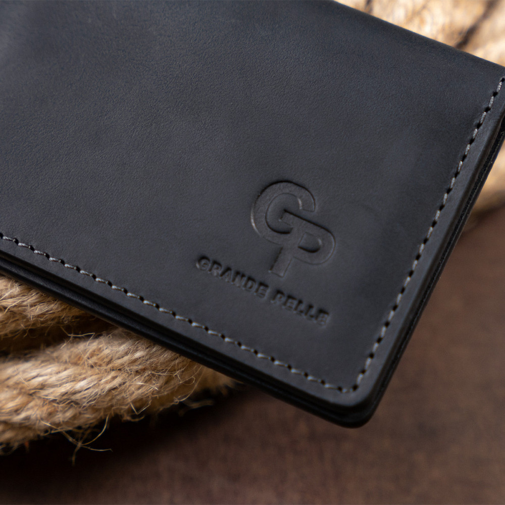 Візитниця з обкладинкою для ID-паспорта з натуральної шкіри GRANDE PELLE 11290 Чорна Київ - фото 10