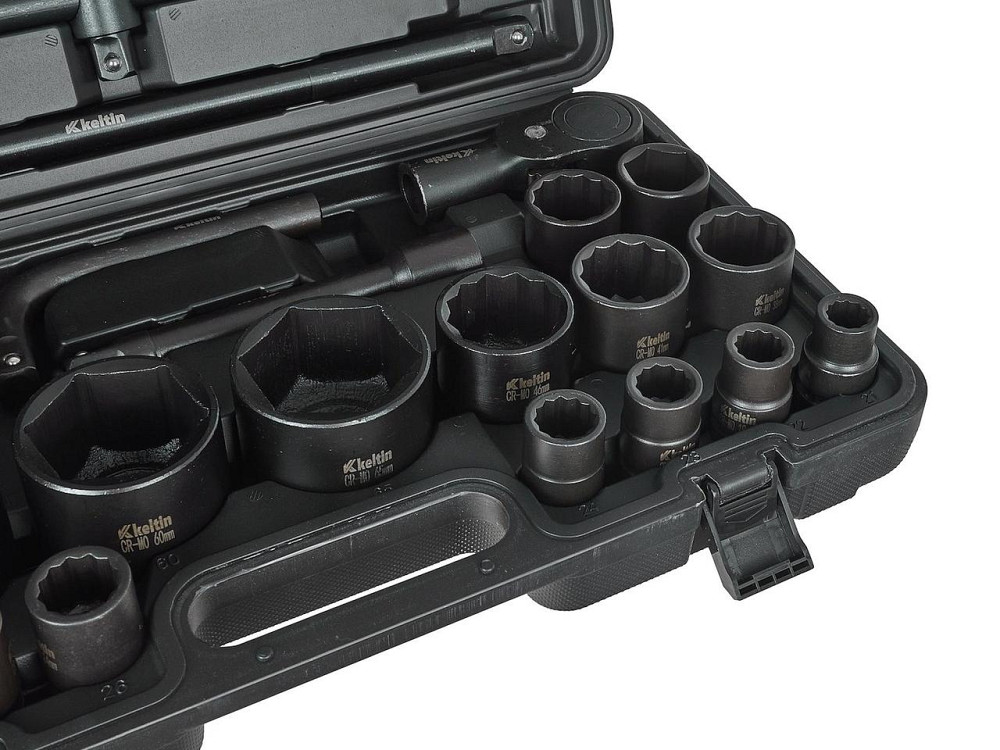 Набір ударних торцевих головок "Keltin" [к-т 26шт]: (3/4" 12-гранні 17-50мм ), (3/4" 6-гранна 36мм, 1" 6-гранні 55-65мм)+аксу Стрый - изображение 4
