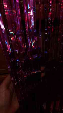 Шторки из фольги с голограммой 2м на 1м малиновый Киев