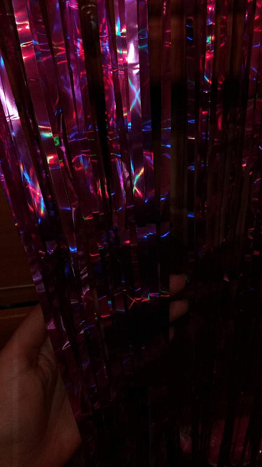 Шторки из фольги с голограммой 2м на 1м малиновый Киев - изображение 4