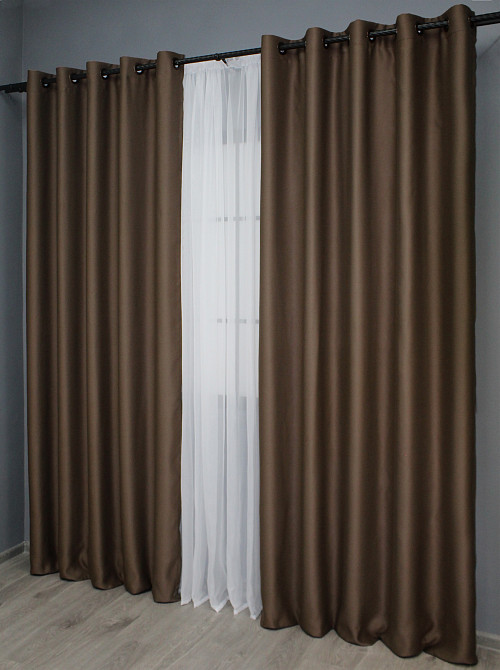 Комплект штор на люверсах VR-Textil Bagema Rvs № 1238ш Шоколадний 150х250 см 2 шт (37-0024) Київ - фото 5
