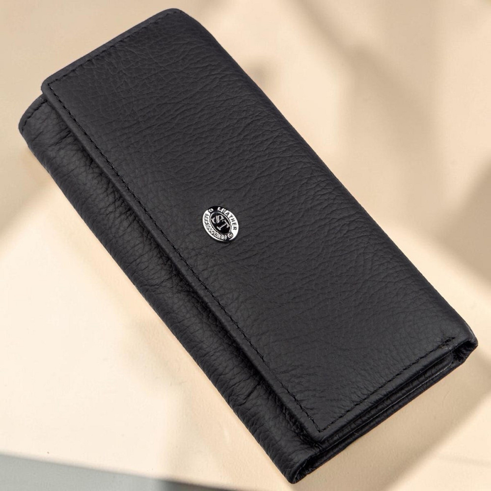 Чоловіча шкіряна ключниця-гаманець чорна (ST Leather) Київ - фото 13
