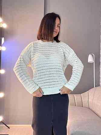 Светр жіночий MIX RAY 6766 ажурна вʼязка прозорий сітка павутинка , молочний, one size Одеса