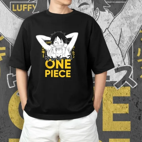 Футболка чоловіча з  принтом Ван Пис Luffy Black 2 Розмір 48 Anime0193 Дніпро