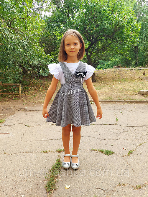 Красивий шкільний сарафан в клітинку 110, 128-134 Кривий Ріг - фото 3