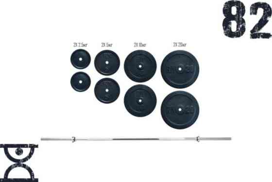 Штанга набірна на 82 кг з хромованим грифом Гантелі, гирі, штанги та диски граниліт Київ