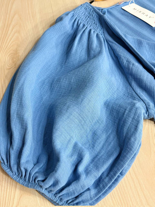 Сукня жіноча Mix Ray 4196 довга з розрізом вузол на грудях з муслину блакитна, блакитний, S Київ - фото 2