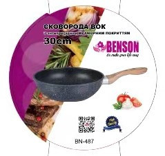 Сковорода 30 см, ручка Soft touch, під дерево WOK BN 487 (6 шт./ясть) Київ - фото 1